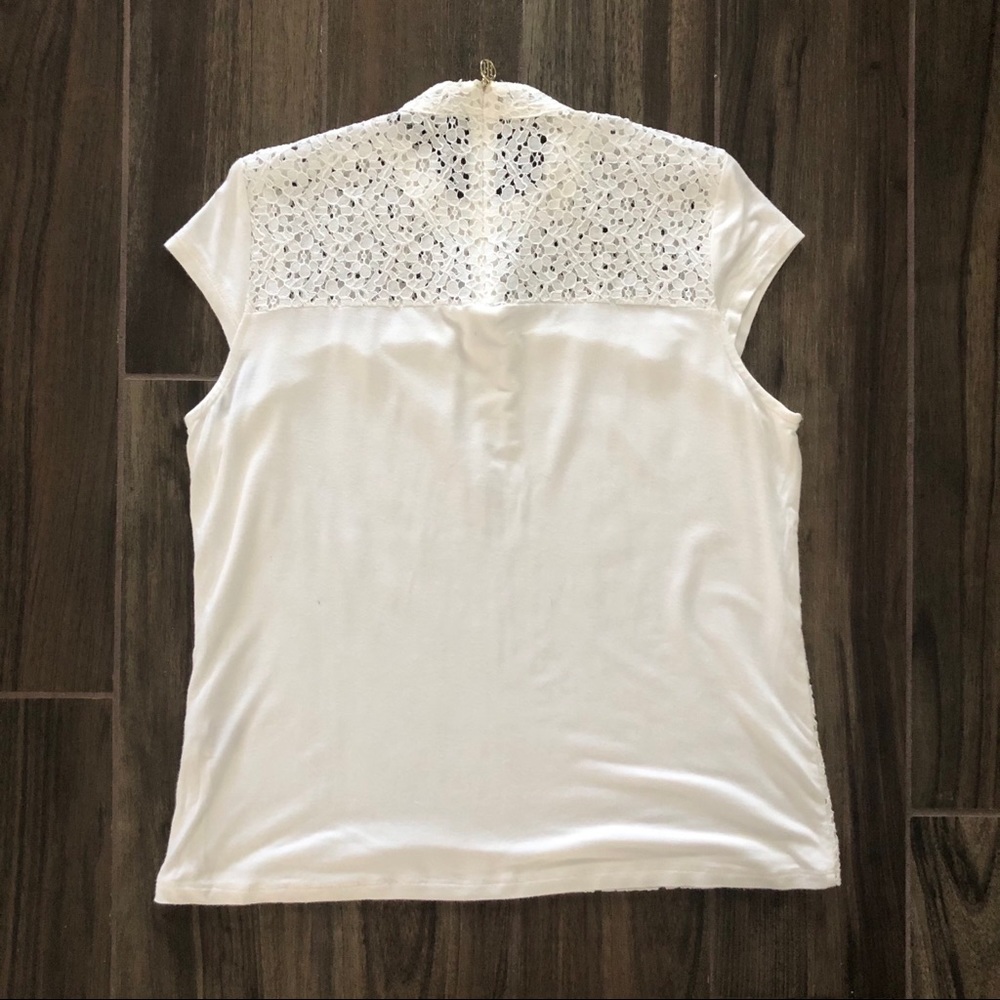 TOMMY HILFIGER Women's White Lace Blouse Top Lg - Picture 2 of 6